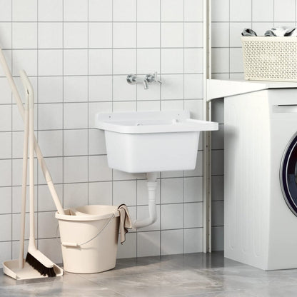 vidaXL Lavabo pour montage murale blanc 50x35x24 cm résine