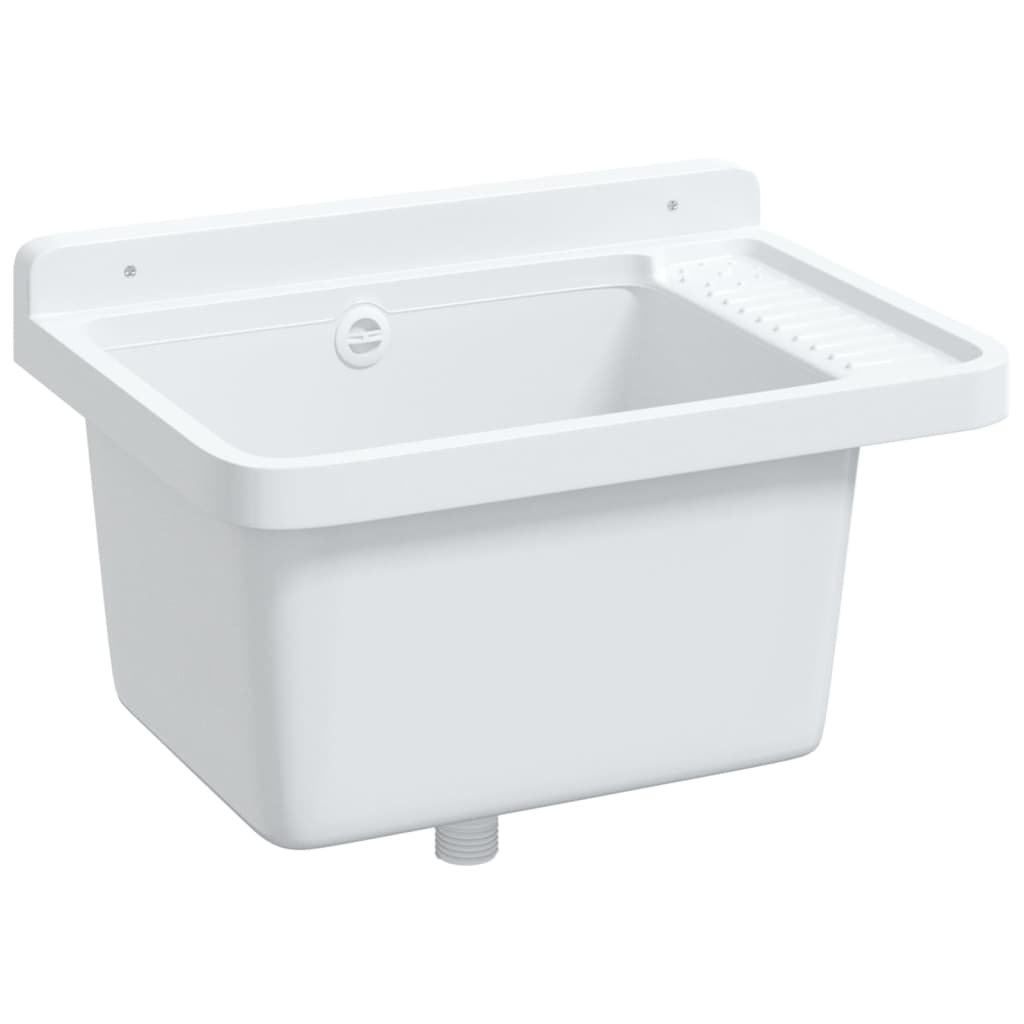 vidaXL Lavabo pour montage murale blanc 50x35x24 cm résine