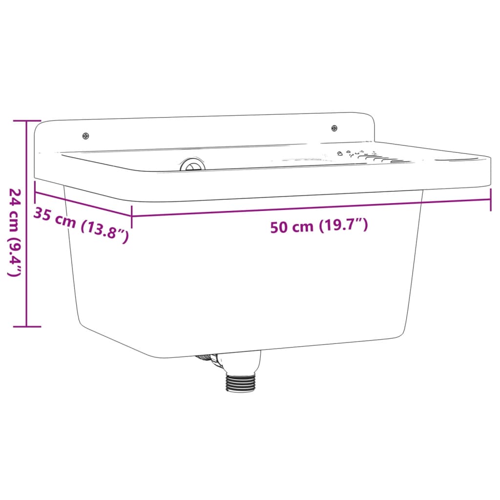 vidaXL Lavabo pour montage murale blanc 50x35x24 cm résine