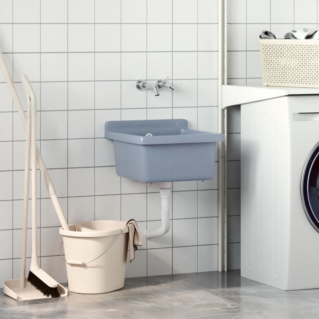 vidaXL Lavabo pour montage murale gris 40x40x24 cm résine