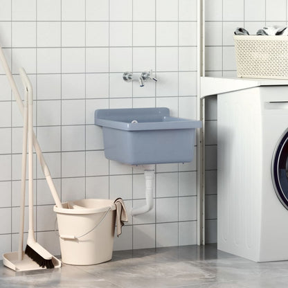 vidaXL Lavabo pour montage murale gris 40x40x24 cm résine