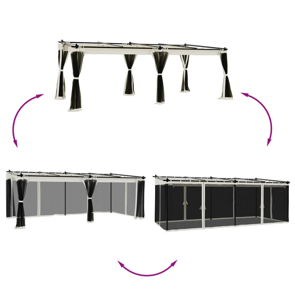 vidaXL Tonnelle avec parois en filet crème 6x3 m acier