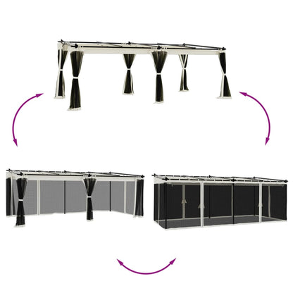 vidaXL Tonnelle avec parois en filet crème 6x3 m acier