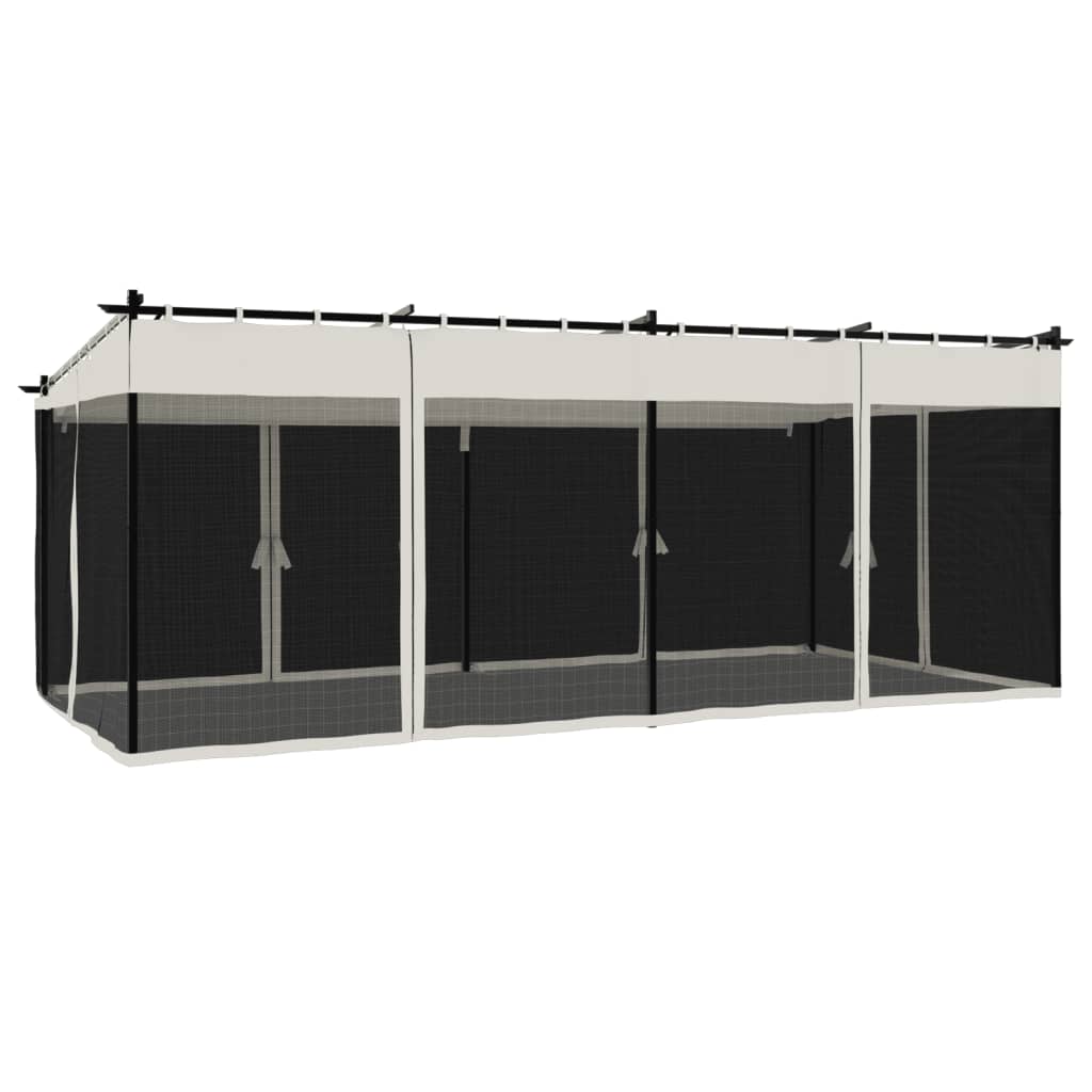 vidaXL Tonnelle avec parois en filet crème 6x3 m acier