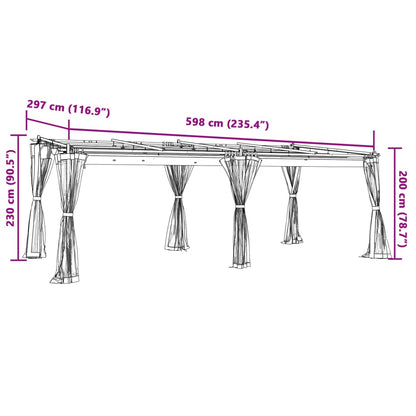 vidaXL Tonnelle avec parois en filet crème 6x3 m acier