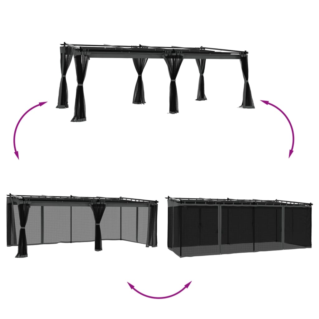 vidaXL Tonnelle avec parois en filet anthracite 6x3 m acier
