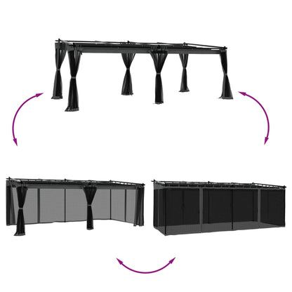 vidaXL Tonnelle avec parois en filet anthracite 6x3 m acier