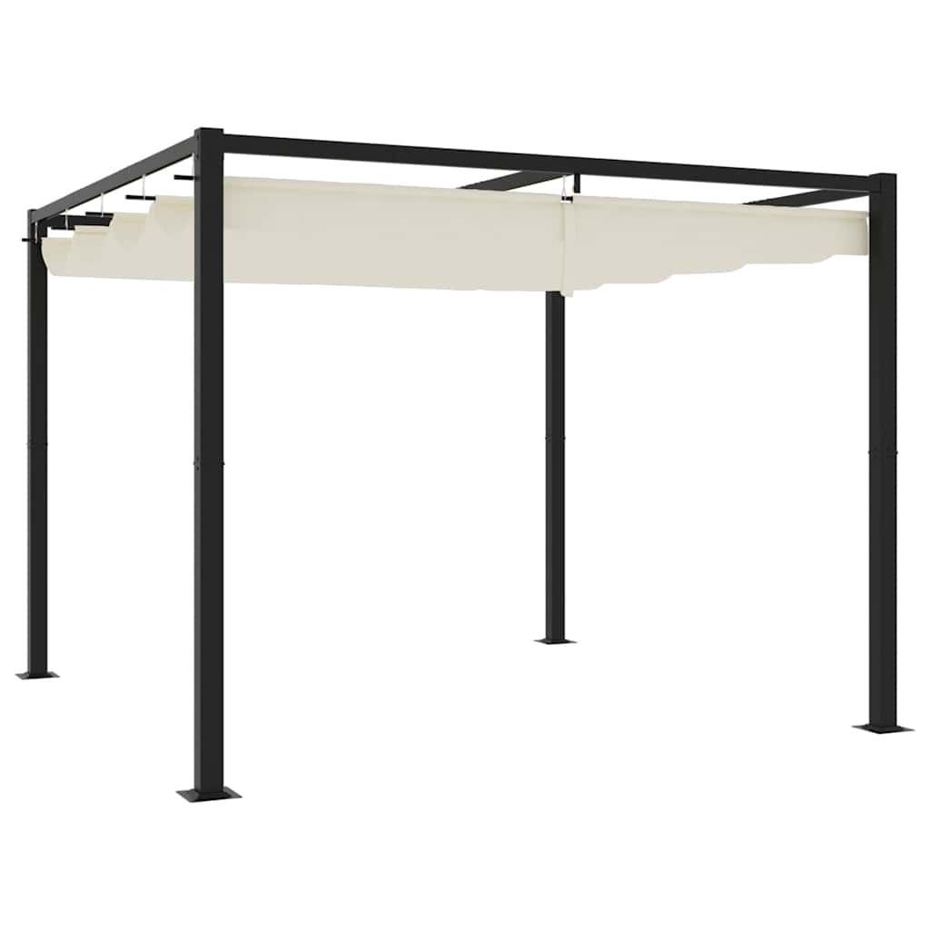 vidaXL Tonnelle de jardin avec toit rétractable crème 3x3 m acier