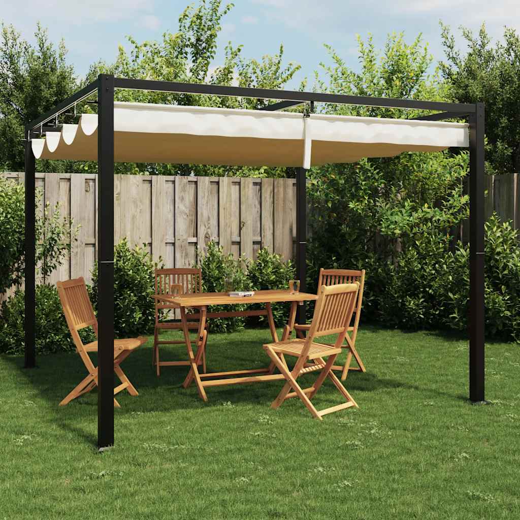 vidaXL Tonnelle de jardin avec toit rétractable crème 3x3 m acier