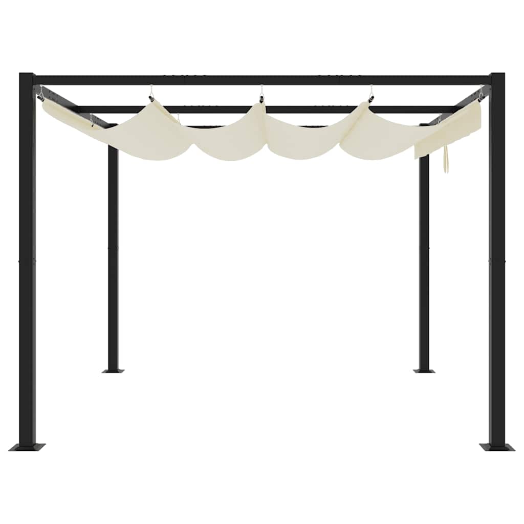 vidaXL Tonnelle de jardin avec toit rétractable crème 3x3 m acier