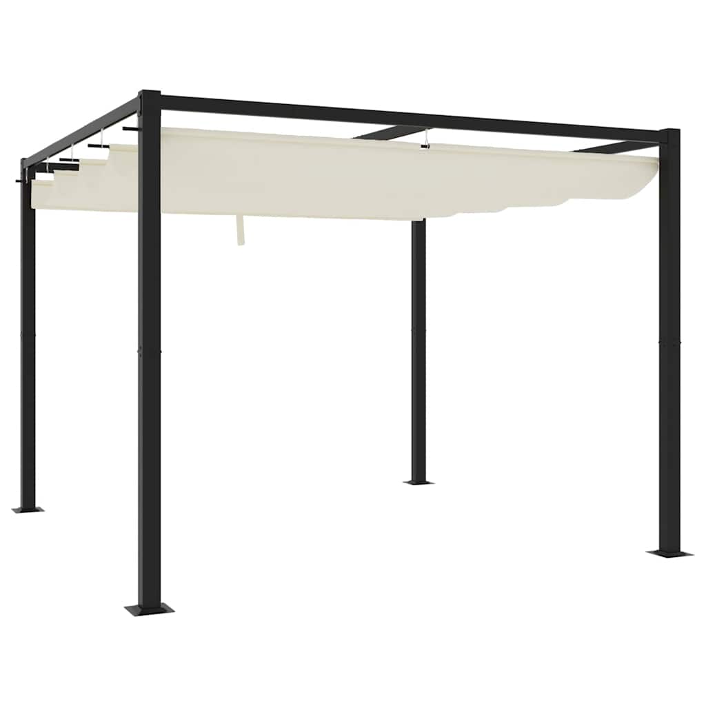 vidaXL Tonnelle de jardin avec toit rétractable crème 3x3 m acier