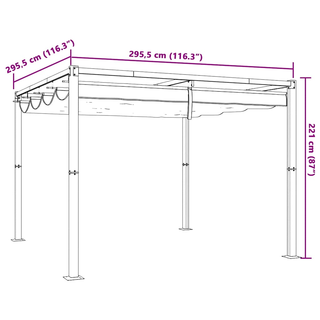 vidaXL Tonnelle de jardin avec toit rétractable crème 3x3 m acier