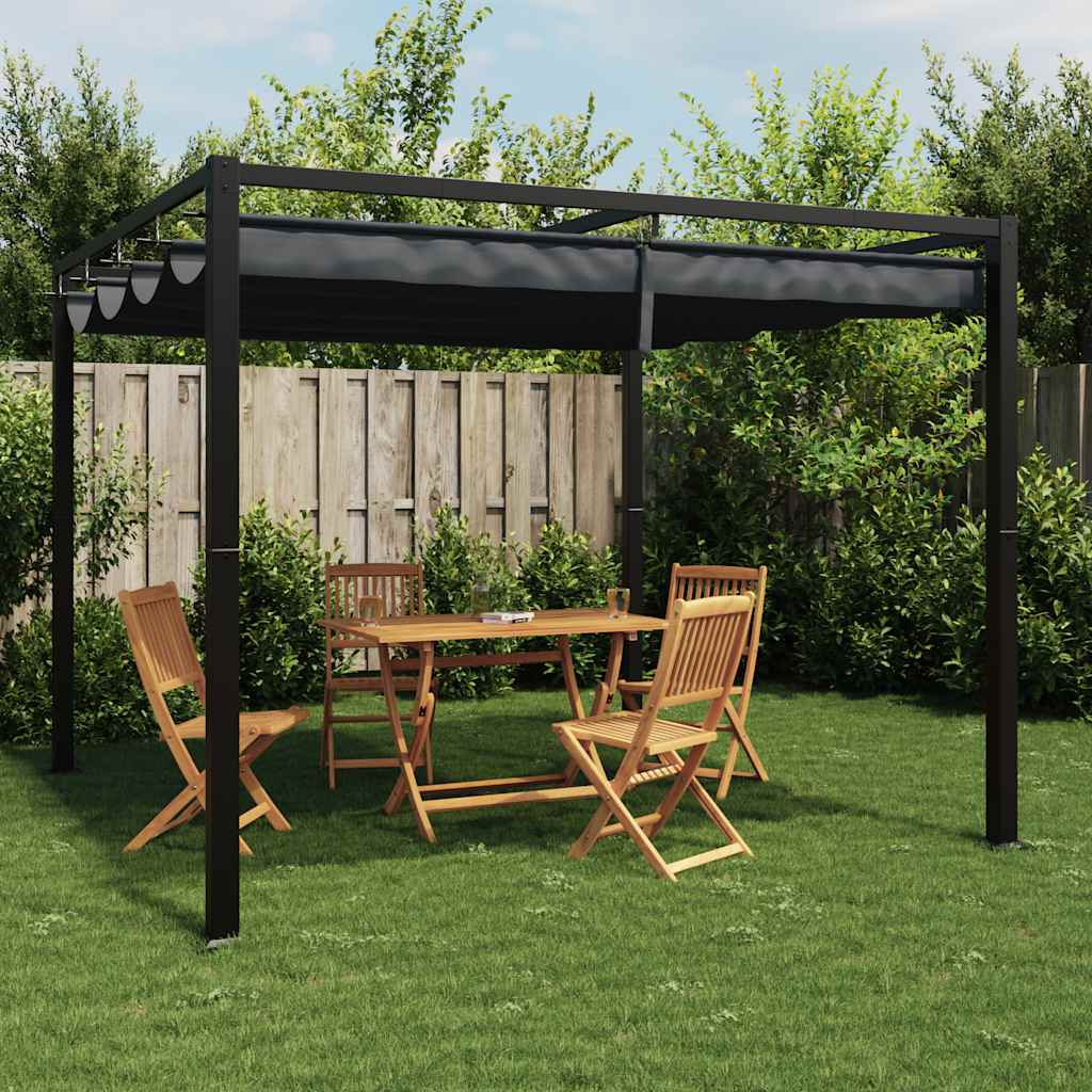 vidaXL Tonnelle de jardin avec toit rétractable anthracite 3x3 m acier