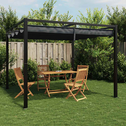 vidaXL Tonnelle de jardin avec toit rétractable anthracite 3x3 m acier