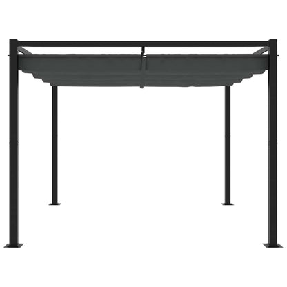 vidaXL Tonnelle de jardin avec toit rétractable anthracite 3x3 m acier