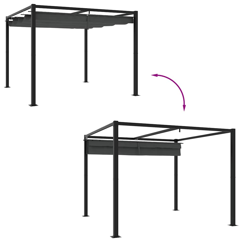 vidaXL Tonnelle de jardin avec toit rétractable anthracite 3x3 m acier