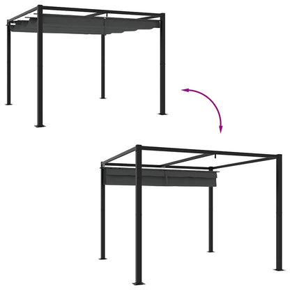 vidaXL Tonnelle de jardin avec toit rétractable anthracite 3x3 m acier