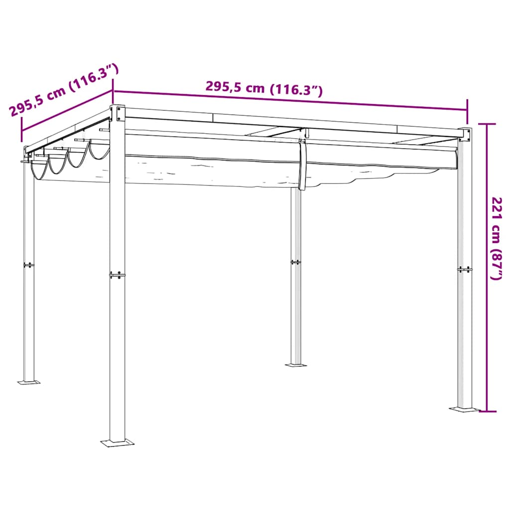 vidaXL Tonnelle de jardin avec toit rétractable anthracite 3x3 m acier