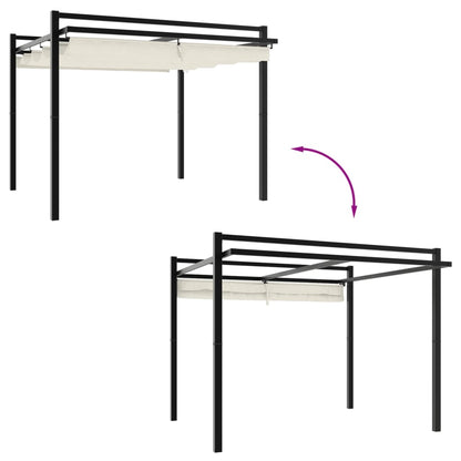 vidaXL Tonnelle de jardin avec toit rétractable crème 3x3 m aluminium