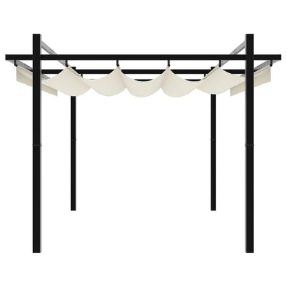 vidaXL Tonnelle de jardin avec toit rétractable crème 3x3 m aluminium