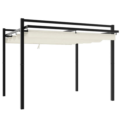 vidaXL Tonnelle de jardin avec toit rétractable crème 3x3 m aluminium