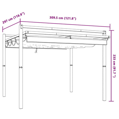 vidaXL Tonnelle de jardin avec toit rétractable crème 3x3 m aluminium