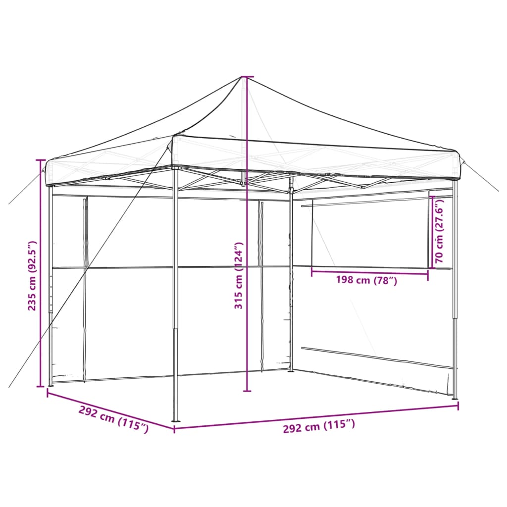 vidaXL Tente de réception pliable escamotable avec 2 parois latérales