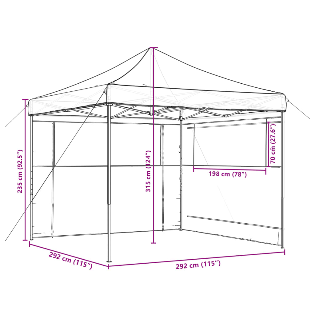 vidaXL Tente de réception pliable escamotable avec 2 parois latérales