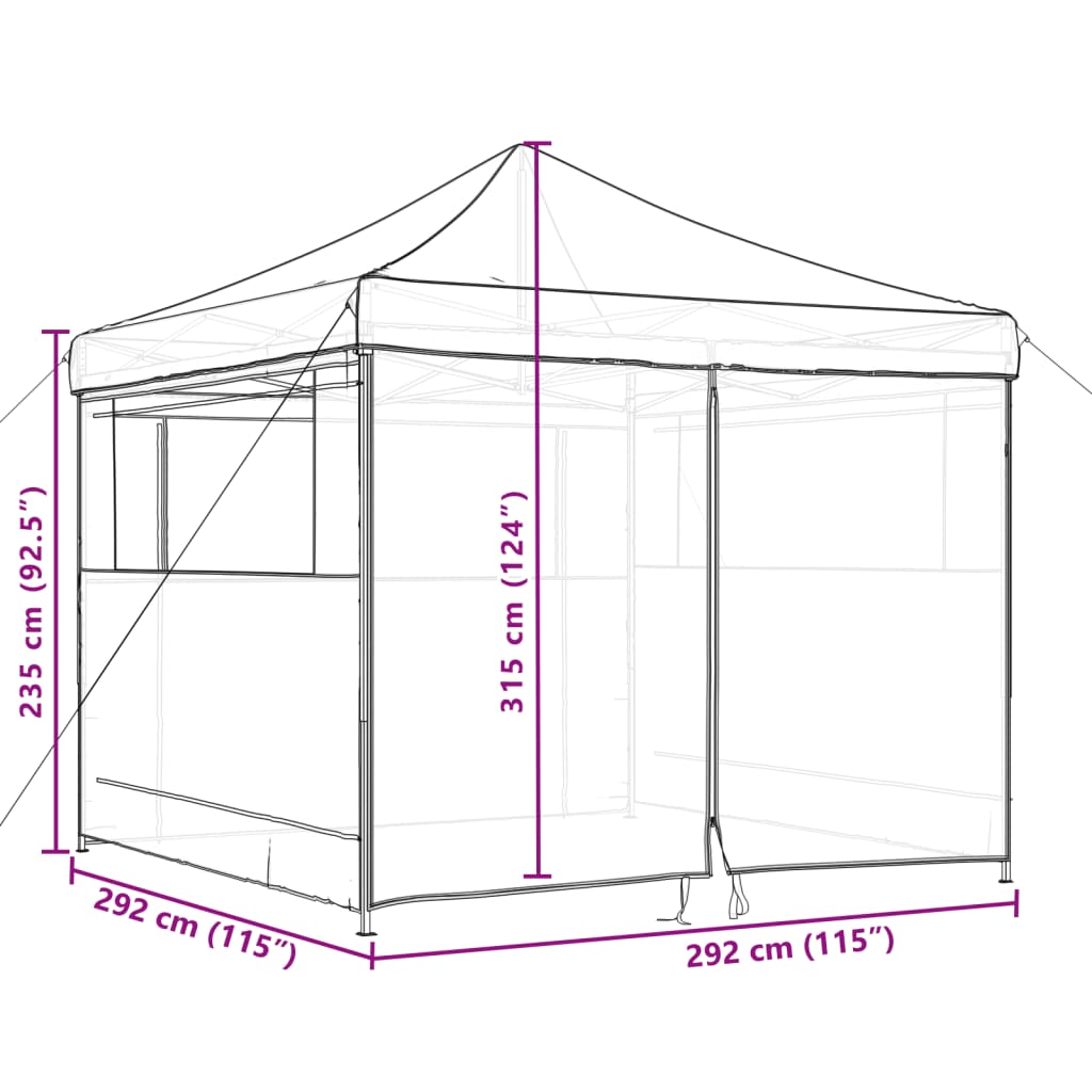 vidaXL Tente de réception pliable escamotable avec 4 parois latérales