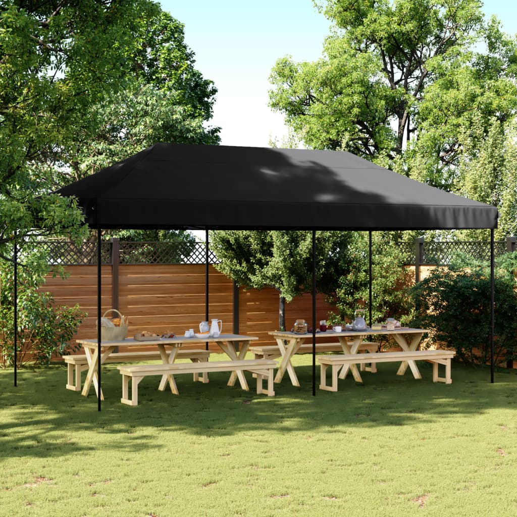 vidaXL Tente de réception pliable escamotable noir 580x292x315 cm