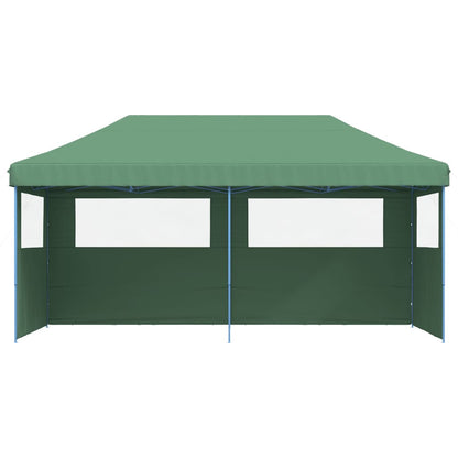 vidaXL Tente de réception pliable escamotable 3 parois latérales vert