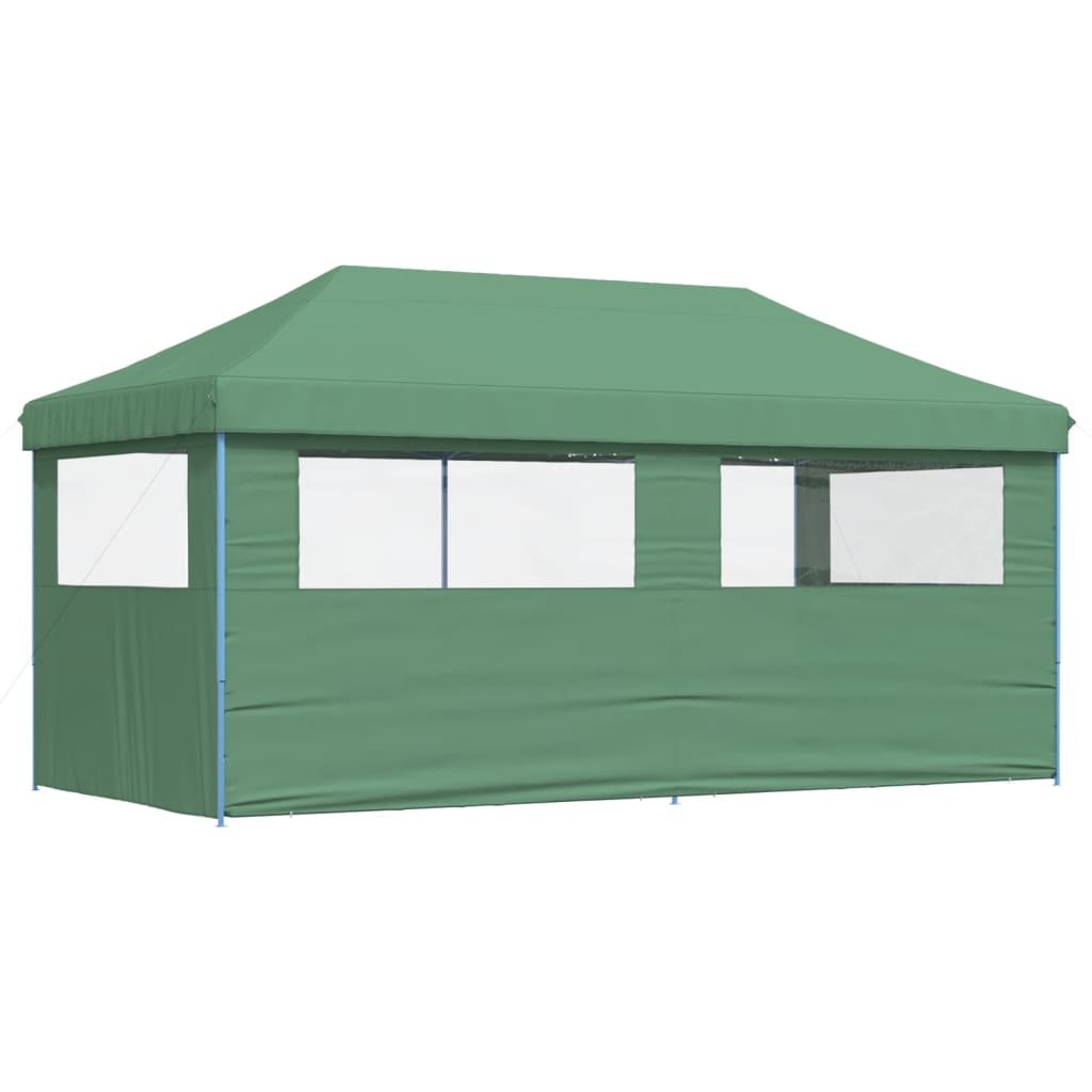 vidaXL Tente de réception pliable escamotable 3 parois latérales vert