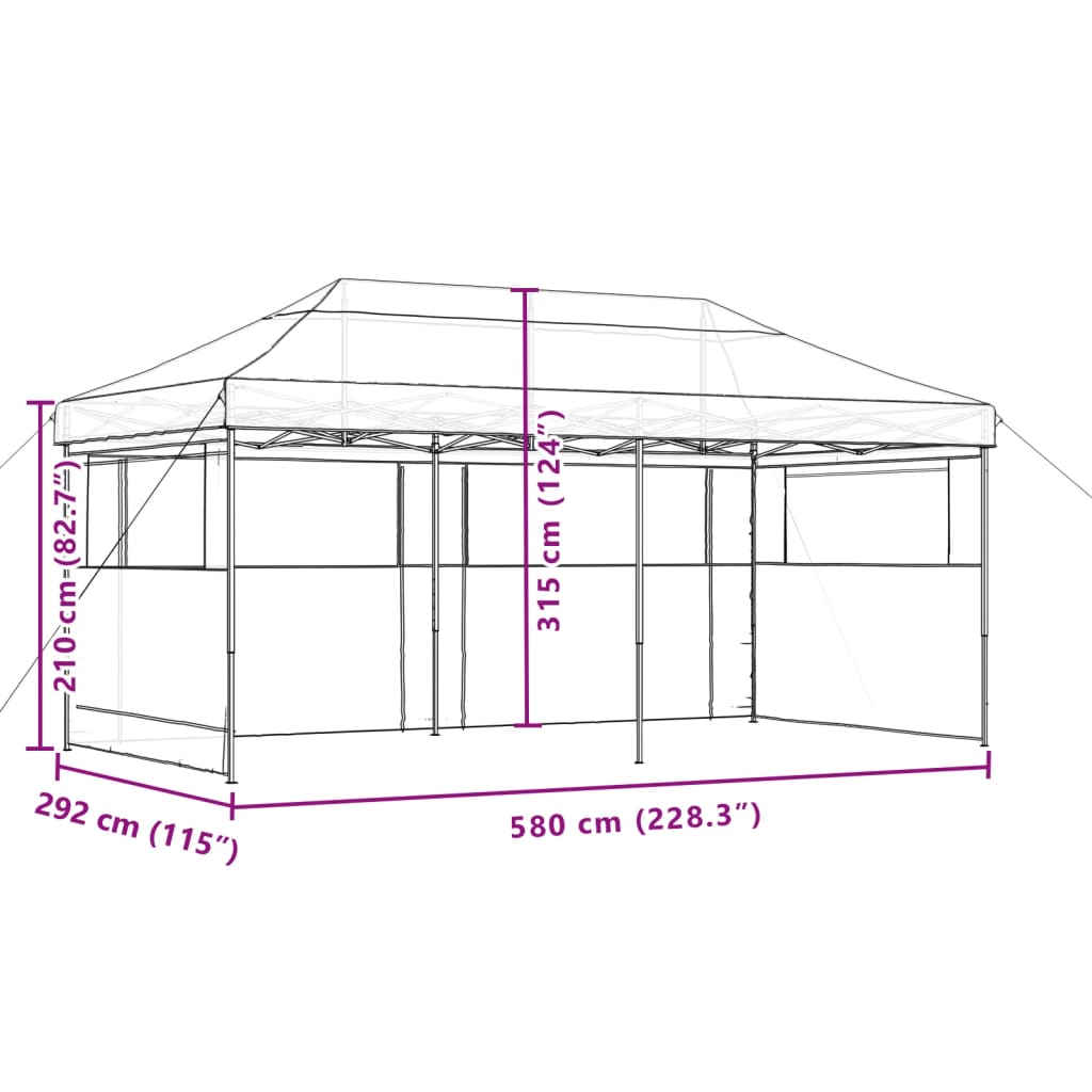 vidaXL Tente de réception pliable escamotable 3 parois latérales vert