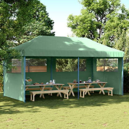 vidaXL Tente de réception pliable escamotable 3 parois latérales vert