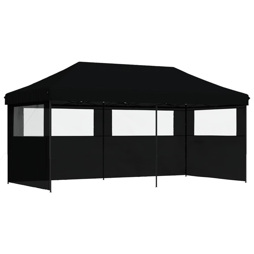 vidaXL Tente de réception pliable escamotable 3 parois latérales noir