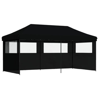 vidaXL Tente de réception pliable escamotable 3 parois latérales noir