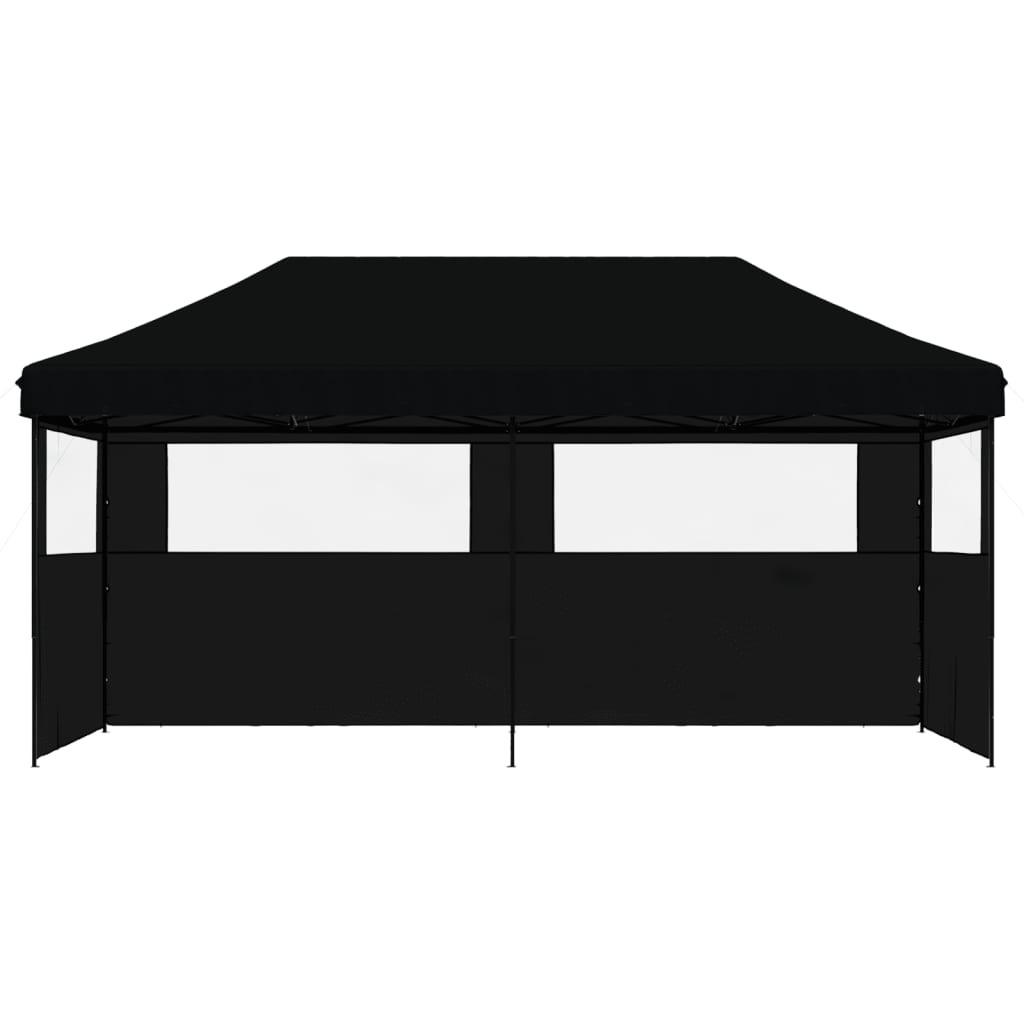 vidaXL Tente de réception pliable escamotable 3 parois latérales noir