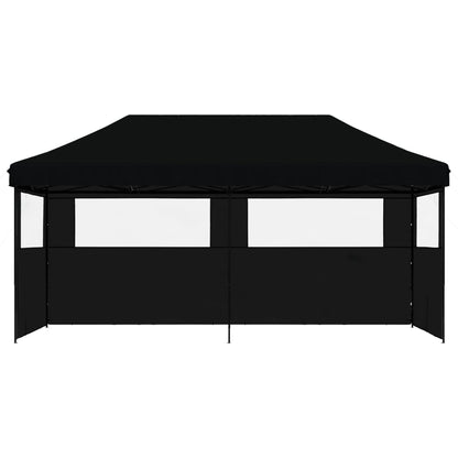 vidaXL Tente de réception pliable escamotable 3 parois latérales noir
