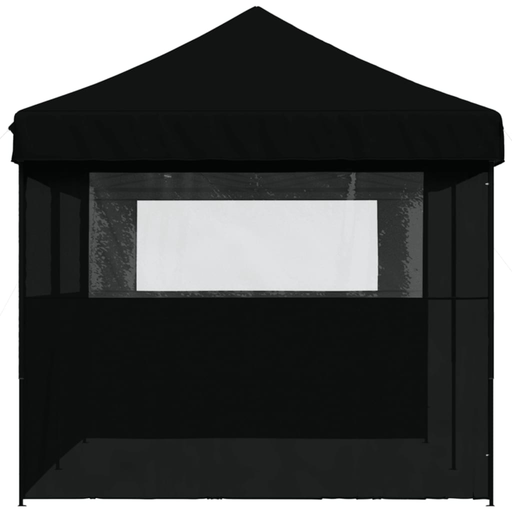 vidaXL Tente de réception pliable escamotable 3 parois latérales noir