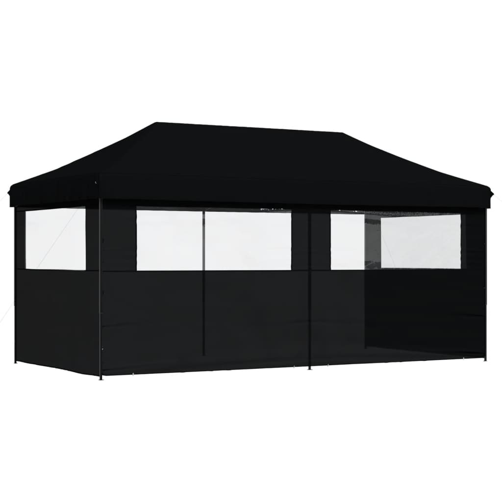 vidaXL Tente de réception pliable escamotable 3 parois latérales noir