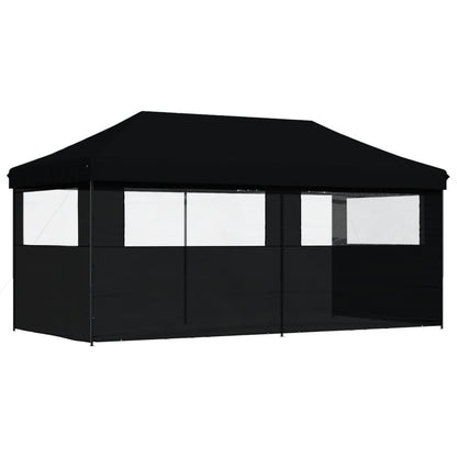 vidaXL Tente de réception pliable escamotable 3 parois latérales noir
