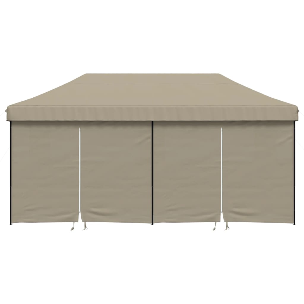 vidaXL Tente de réception pliable escamotable 4 parois latérales taupe