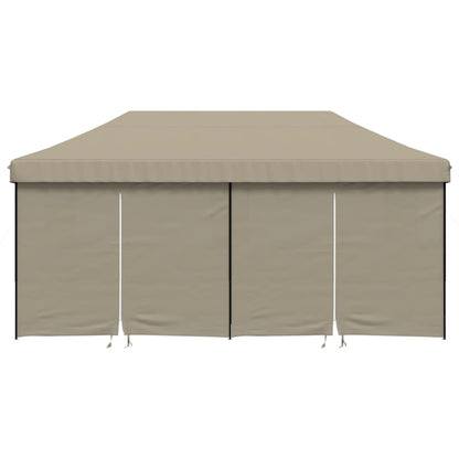 vidaXL Tente de réception pliable escamotable 4 parois latérales taupe