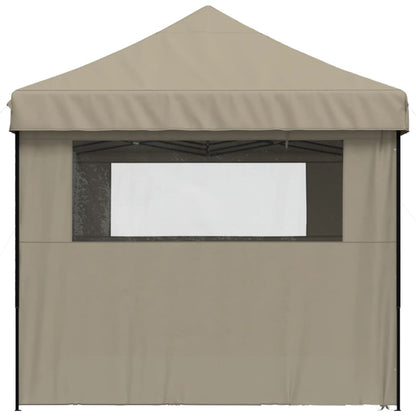 vidaXL Tente de réception pliable escamotable 4 parois latérales taupe