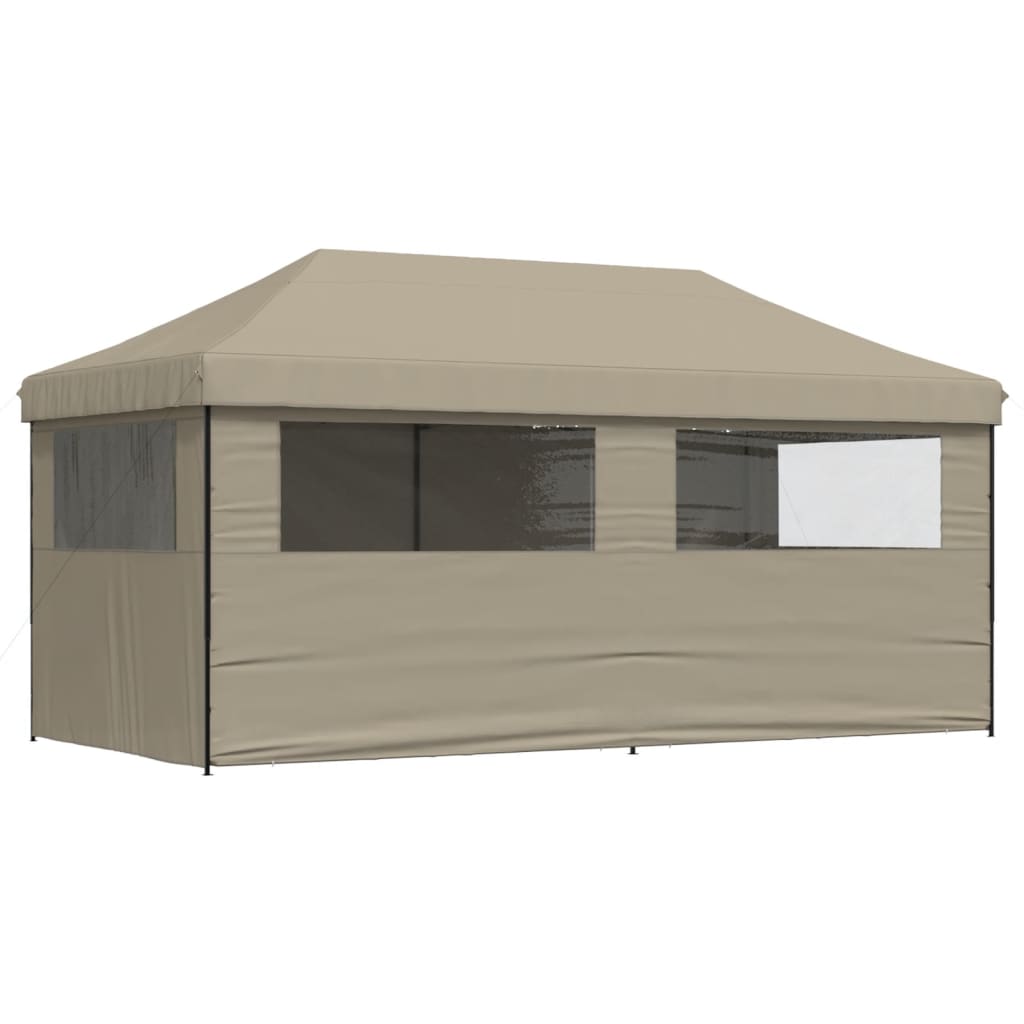 vidaXL Tente de réception pliable escamotable 4 parois latérales taupe