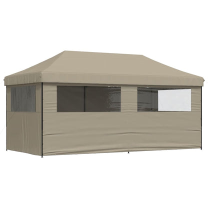 vidaXL Tente de réception pliable escamotable 4 parois latérales taupe