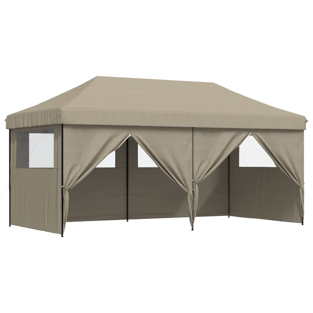 vidaXL Tente de réception pliable escamotable 4 parois latérales taupe