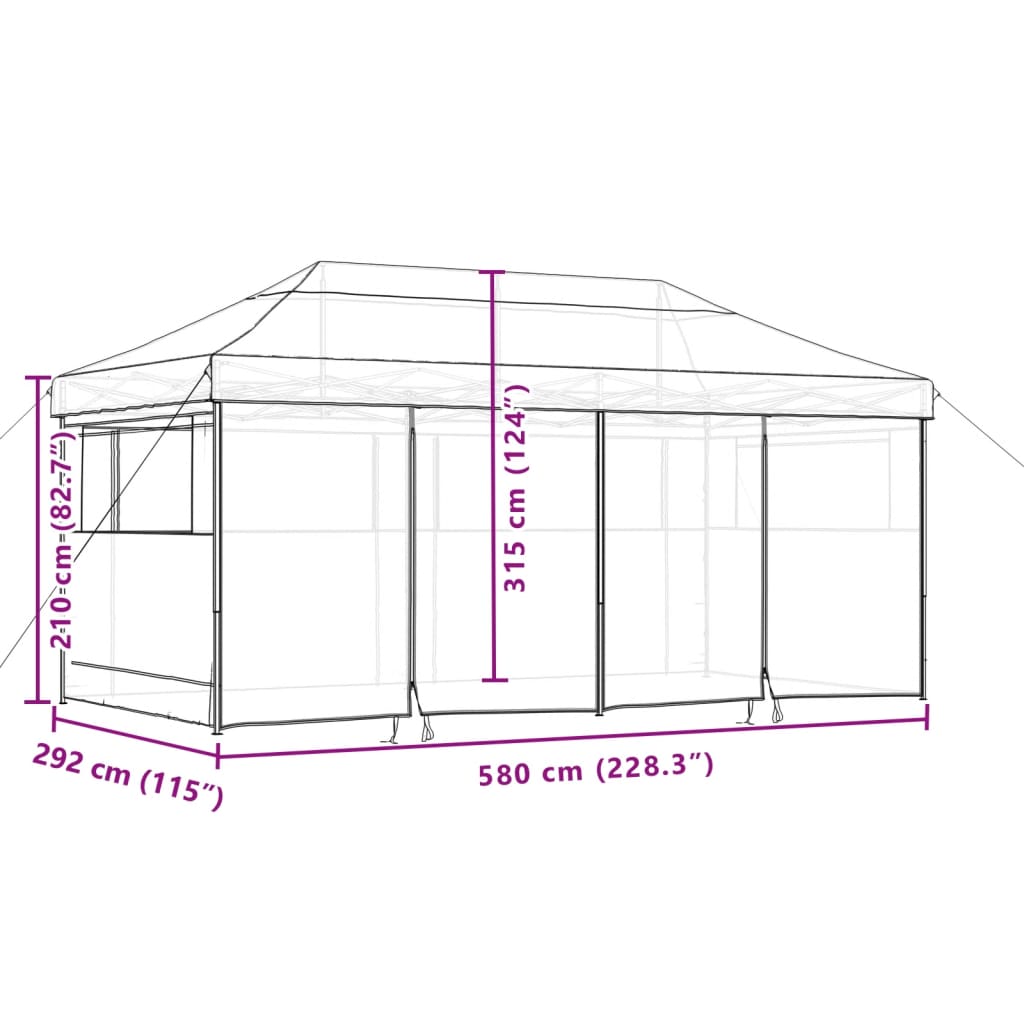 vidaXL Tente de réception pliable escamotable 4 parois latérales taupe