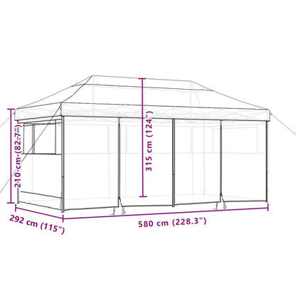 vidaXL Tente de réception pliable escamotable 4 parois latérales taupe