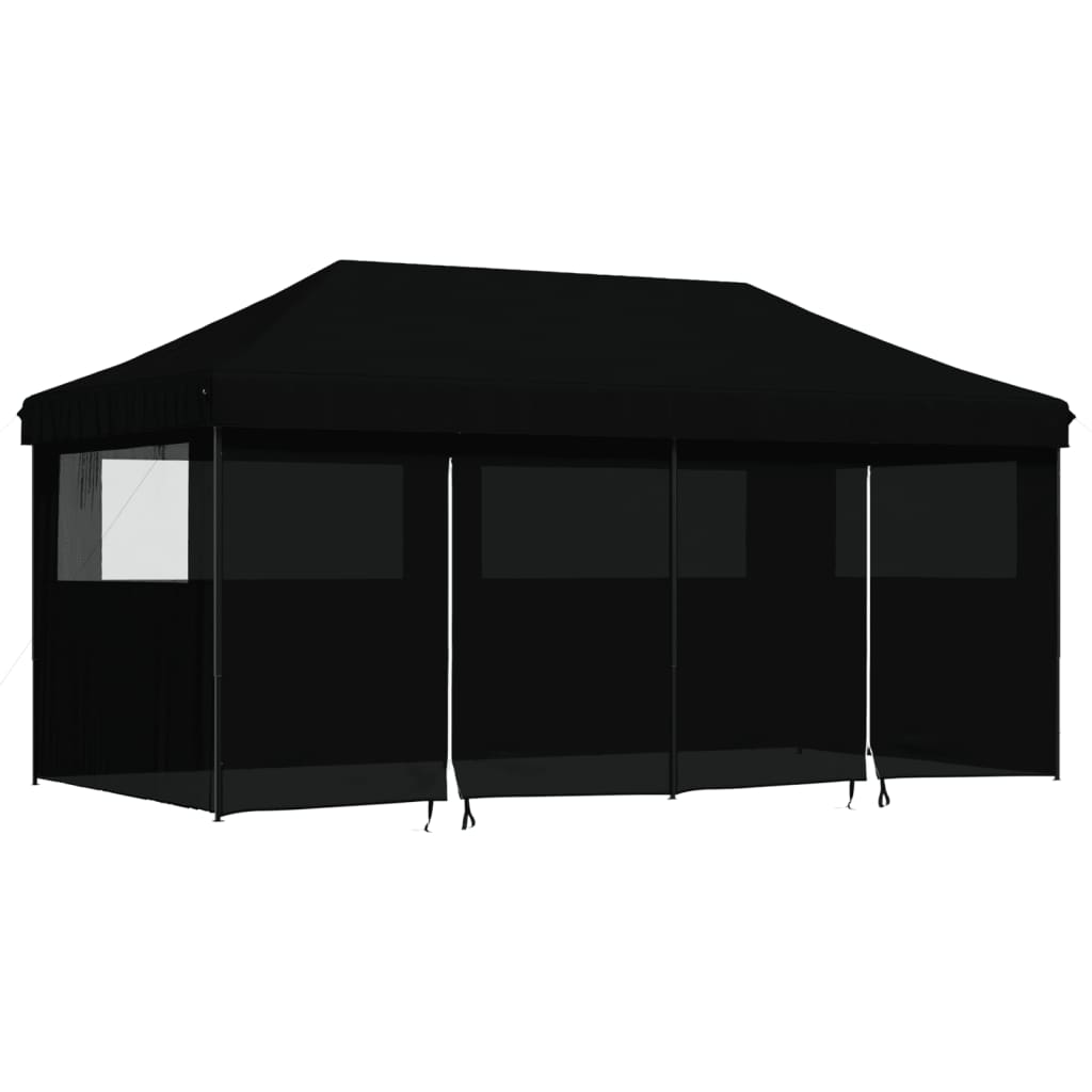 vidaXL Tente de réception pliable escamotable 4 parois latérales noir